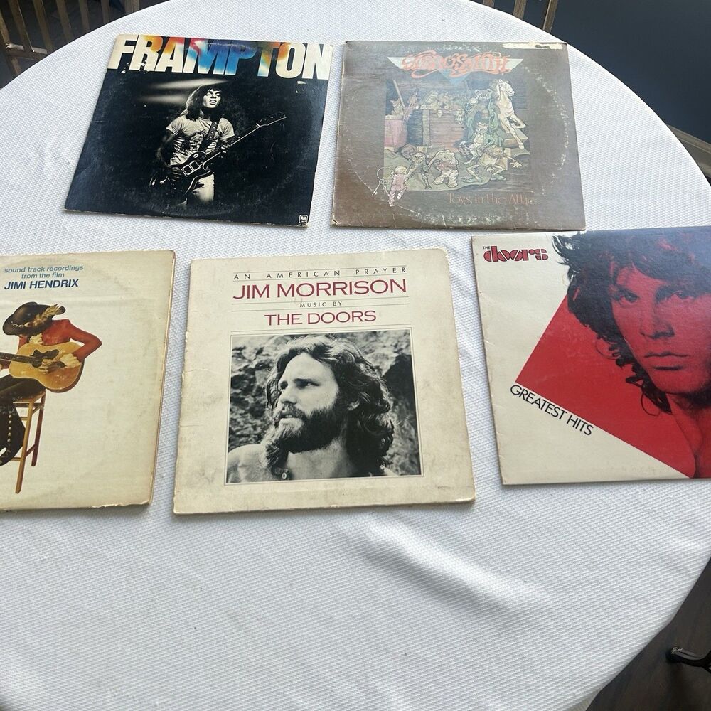 5 Vintage Rock Record Lot The Doors Aerosmith Frampton Hendrix Vinyl LPs